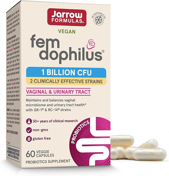 Jarrow Formulas Fem-Dophilus - 1 Billion Organisms Per Serving - 60 Veggie Capsules - Women’s Probiotic - Urinary Tract Health - Up to 60 Servings