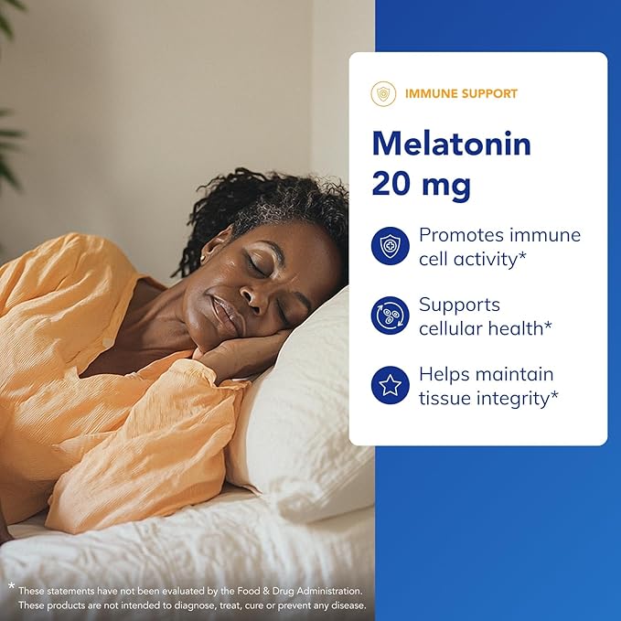 Pure Encapsulations Melatonin 20 mg - Not Intended for Sleep Support - for Immune System & Healthy Cells - 99.5% Purity Melatonin - Gluten Free & Non-GMO - 60 Capsules
