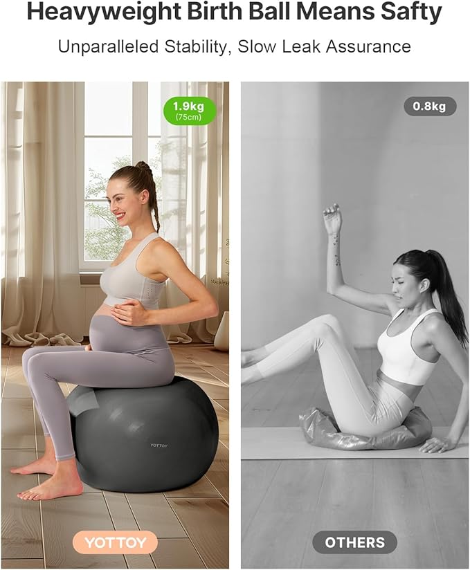 YOTTOY Pregnancy Ball - 1.8mm Thick Birthing Ball for Maternity Physio and Birth Preparation, Yoga and Exercise for Pregnancy - Includes Pump