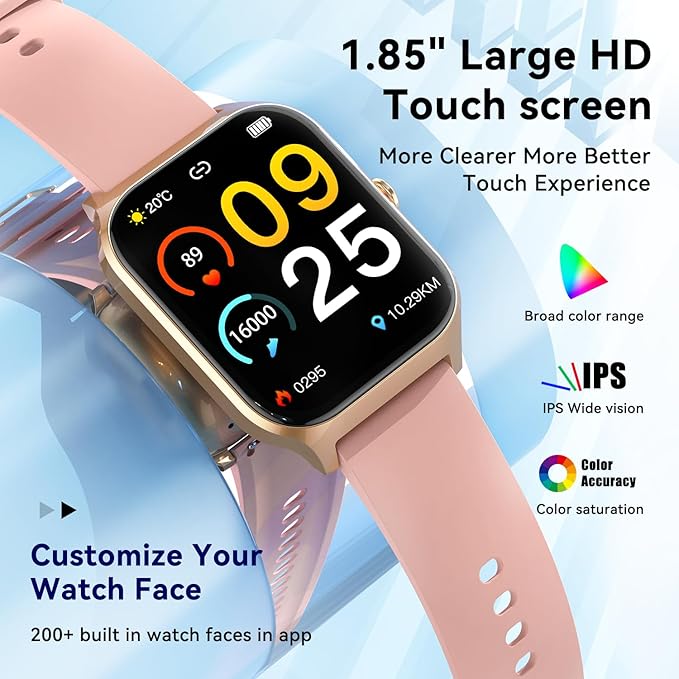 Smart Watch for Women Fitness Tracker: Bluetooth Waterproof Make Answer Call Digital Mens Watches Run Smartwatch Android Phone iPhone Samsung Compatible Pedometer Sleep Heart Rate Monitor