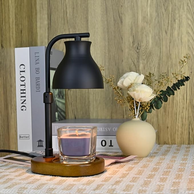 SOKCVSEA Candle Warmer Lamp - Candle Lamp Warmer with Timer Height Adjustable, Birthday Gifts for Mom Women, House Warming Gifts New Home Decor, Wax Melt Warmer with 2 Bulbs A.Black