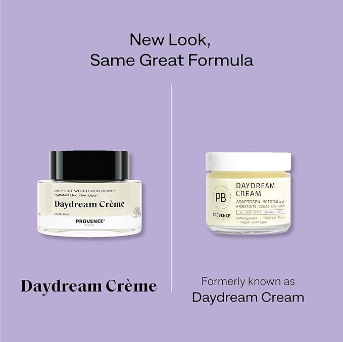 Provence Beauty Daydream Crème – Lightweight Face Moisturizer with Ashwagandha, Vegan Collagen & Immortal Flower – Hydrating Face Cream, Plumps & Balances Skin – 2 fl oz