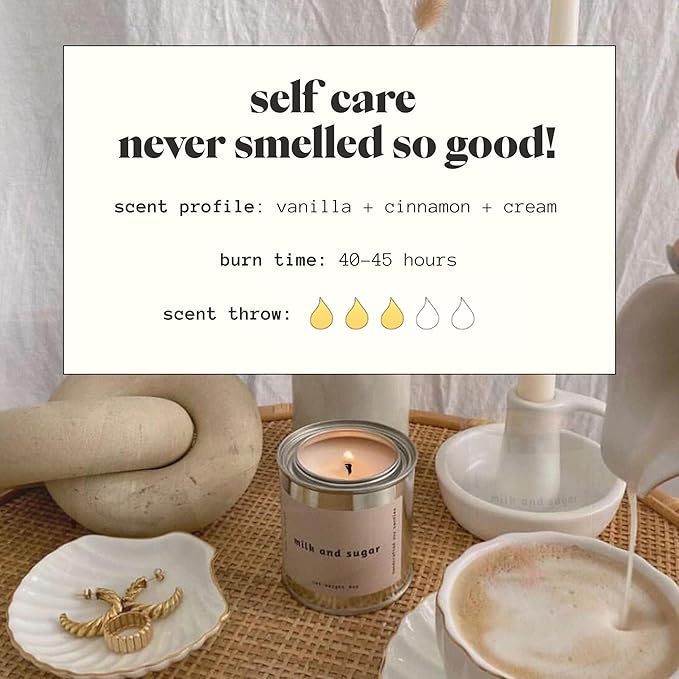 MALA Milk & Sugar Cinnamon & Vanilla Candle for Home – Foodie/Gourmand – Vegan Soy Aromatherapy – 45 Hour Clean Burn – Organic Non Toxic Candles – Cozy Room Decor – 6.8 oz