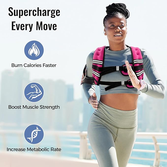 Weighted Vest for Women & Men with Reflective Stripe and Adjustable Buckle, Comfortable & Durable Rucking Vest for Walking, Running & Strength Training