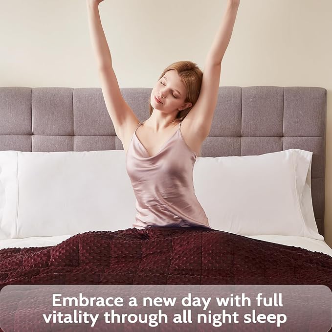 L'AGRATY Weighted Blanket - 40"x60" 7lbs Minky Dots Heavy Blanket with Glass Beads Soft Breathable for All-Season Summer Fall Winter Thick Comfort for Sleeping