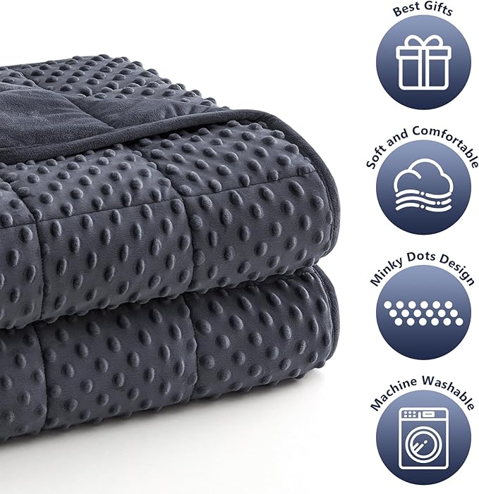 Topcee Weighted Blanket King Size (20lbs 80"x87"), Minky Dots Heavy Blanket for Woman, Man Sleeping, Soft, Cozy and Cooling Weighted Throw Blankets, Machine Washable, Grey