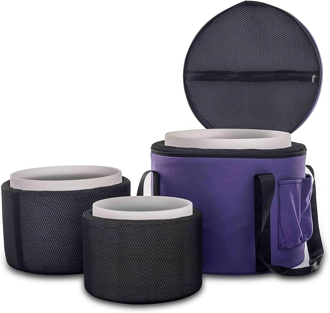 Hye-eun Crystal Singing Bowls 6''-10'' Set of 3 pcs 432HZ 10"C 8"F 6"A Meditation Yoga Bowls with Carrying Case Sound Bath Keep Balance Therapy