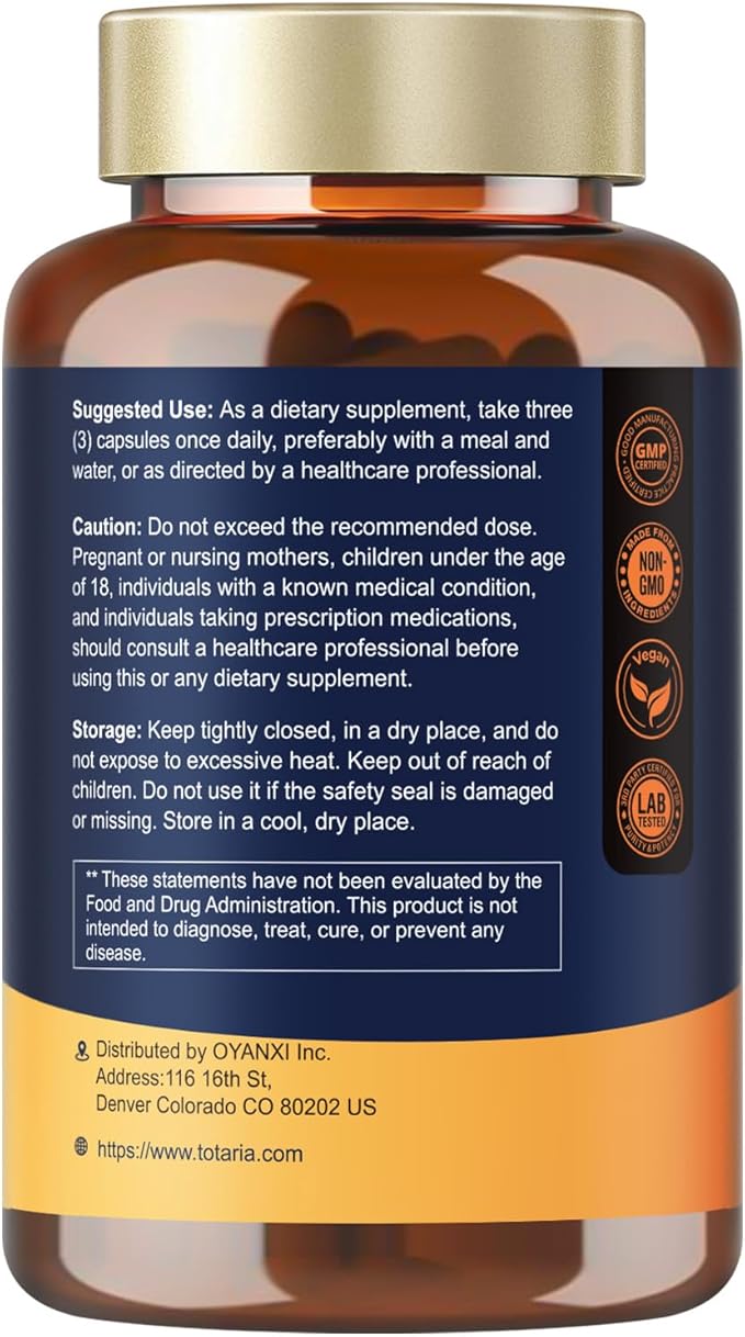 Totaria R Alpha Lipoic Acid 600mg - ALA Supplement for Neuropathy & Antioxidant Support Capsules, Nerve Health, Cell Energy, Metabolism and Anti-Aging, Non-GMO, Gluten Free, Vegan Safe 120 Counts