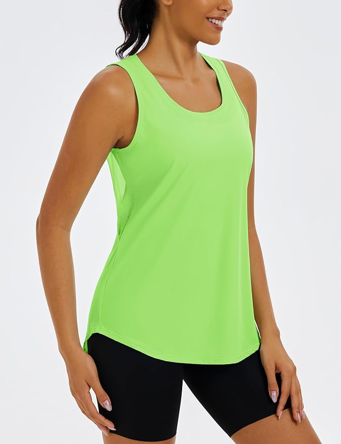MAGCOMSEN Womens Workout Tops Racerback Tank Tops Mesh Back Breathable Sleeveless Quick Dry Running Athletic Shirts