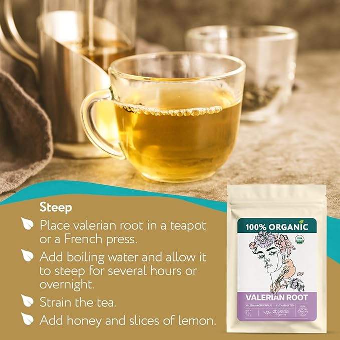 Super Value Pack 5 LB - Organic Valerian Root Tea - Stress Release, Nervous System Support - Sleep Better & Longer