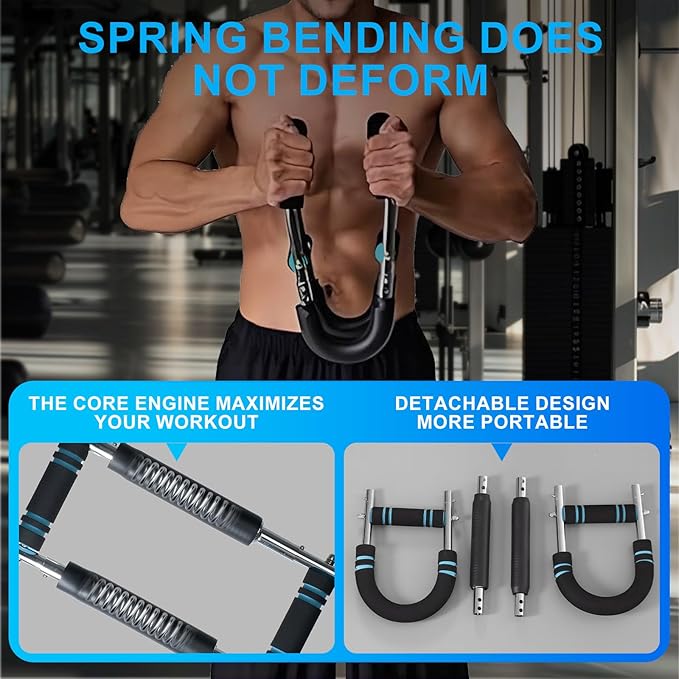 Adjustable Power Twister Bar: Arm and Chest Muscle Trainer, Gorilla Bar for Chest Workout, Arm Twister Exerciser, Chest Clip Muscle Trainer, Home Fitness Equipment