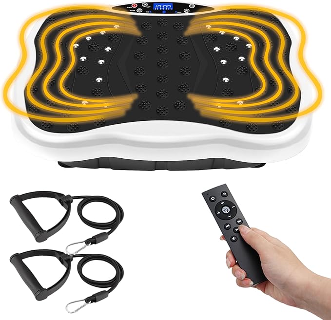 ALSO GO Vibration Plate Exercise Machine, 120-Level & 3 Workout Modes Vibration Board for Weight Loss/Lymphatic Drainage, 400lbs Capacity with Resistance Bands, Full Body Platform for Home Fitness