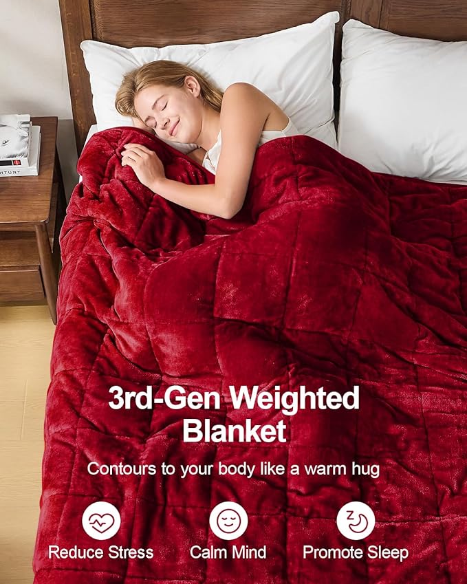 Super Fuzzy Soft Sherpa Fleece Weighted Blanket, 15 lbs Dual Sided Fluffy Heavy Weighted Blankets for Adults - No Bunching with Double Layers of Soft Inner Lining (48"x 72", 15 Pounds)