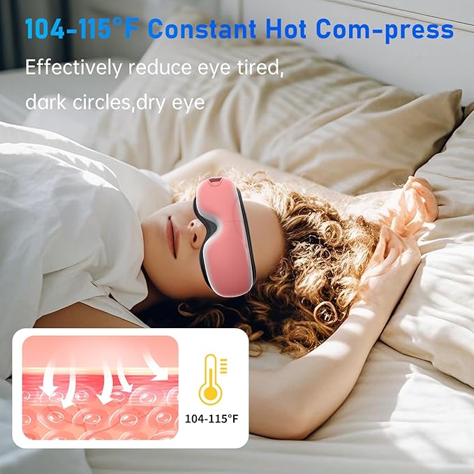 Eye Massager with Heat and Music. Eye Massage for Migraines.Father's Day Birthday Gifts for Mom Dad Women Men Her Him.Eye Mask Heated.Face Massager Mask