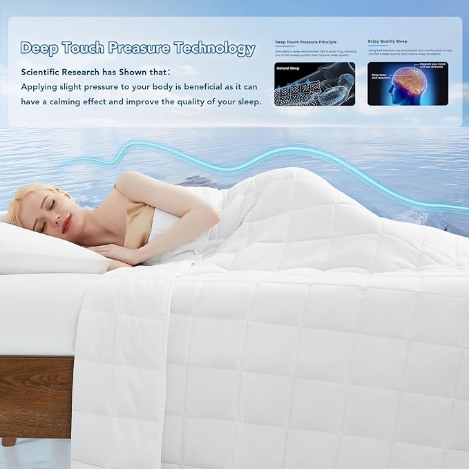 Topcee Weighted Blanket for Adults (12 lbs, 48" x 72") Twin Size Soft Cooling Heavy Blanket Sleeping, Apply to 110-130 lbs Body, Thick Breathable Blanket with Glass Bead, Easy Care