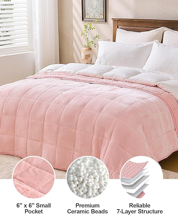 Super Fuzzy Soft Sherpa Fleece Weighted Blanket, 15 lbs Dual Sided Fluffy Heavy Weighted Blankets for Adults - No Bunching with Double Layers of Soft Inner Lining (48"x 72", 15 Pounds)