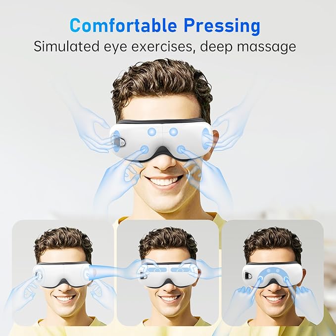 Eye Massager with Heat and Music. Eye Massage for Migraines.Father's Day Birthday Gifts for Mom Dad Women Men Her Him.Eye Mask Heated.Face Massager Mask