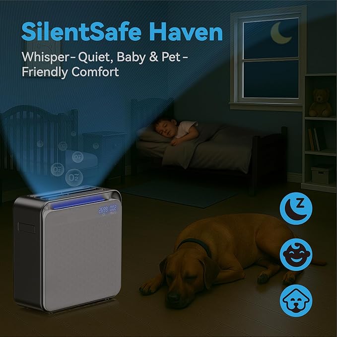 BURTRAN HEPA Air Purifier for Home,Nano-OxyโขHEPA14,up to 1,360 ftยฒ/h, with air quality display, balanced 5-stage PM2.5 and TVOC filtration, eliminates 99.995% micro pollutants, Wi-Fi, 120V AC