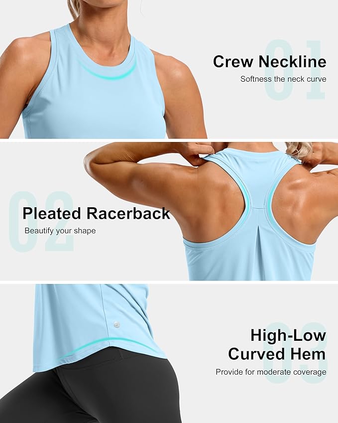 G Gradual Women's Workout Tank Tops Racerback Athletic Yoga Tops Loose Fit Sleeveless Running Gym Sports Shirts for Women
