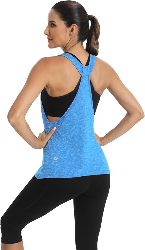 ICTIVE Workout Tops for Women Sleeveless Open Back Muscle Racerback Exercise Tank Shirts