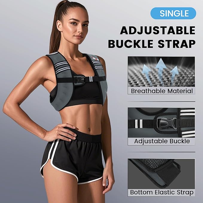 Weighted Vest Woman - 6lb/8lb/12lb/16lb/20lb/25lb/30lb Womens Weight Vest for Walking, Strength Training Weight Vests for Men, Reflective Stripe Fitness Vest for Workout Running Jogging