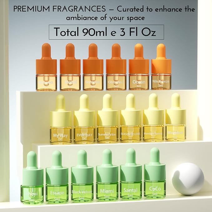 Essential Oil Set for Diffuser Hotel Fragrance Gift Set | Aromatherapy Diffuser Oil | Inspired by of The Ritz Carlton, Marriott, Fairmont and Baccaratt Signature Scents, Total 18 Bottles for Home