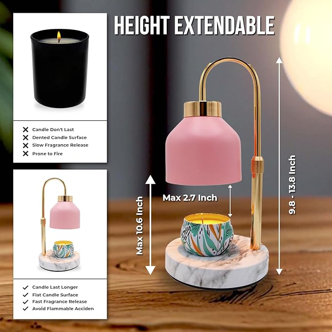 Adjustable Electric Candle Warmer Lamp with Timer - Safe & Dimmable Fragrance Diffuser for Wax Melting and Jar Candles - Modern Home Decor and Gift Ideas