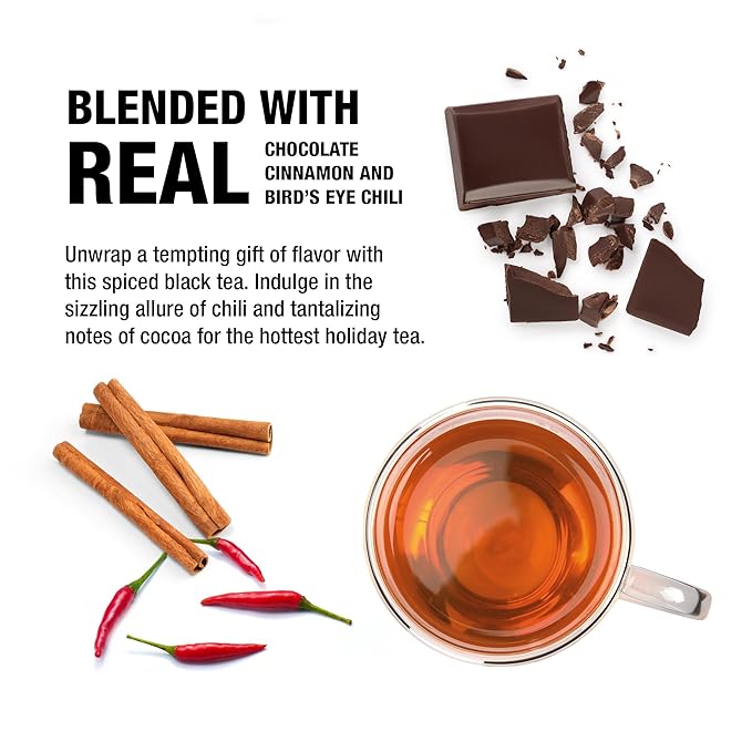 Tiesta Tea - Sexy Hot Christmas Tea, Loose Leaf, Cocoa Chili Black, Premium High Caffeinated Blend, Spicy Black, Make Hot or Iced, Brews Up to 25 Cups, 2 Ounce Resealable Bulk Pouch