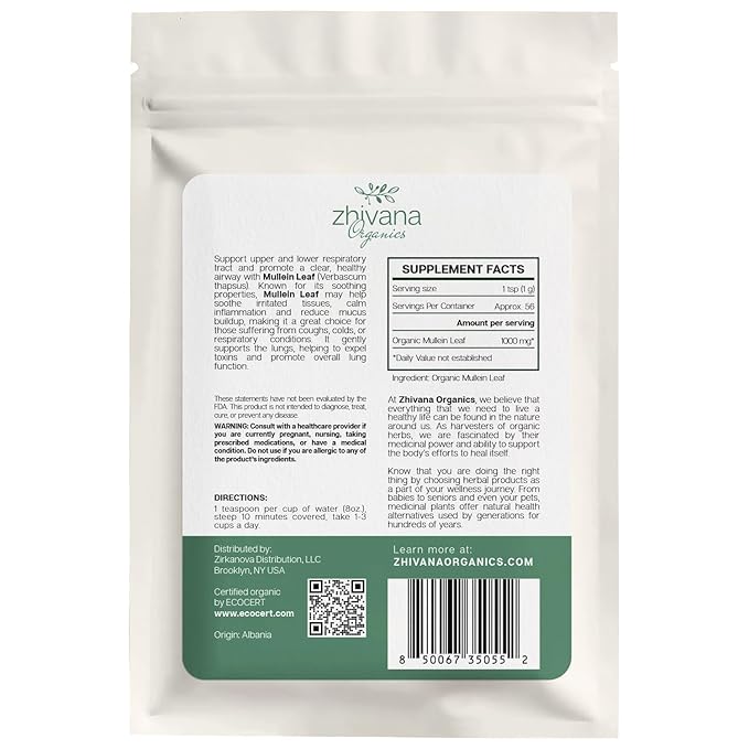 Super Value Pack 5 LB - Organic Mullein Leaf β Loose Dried Leaves β Edible Grade for Tea, Infusions, Tinctures