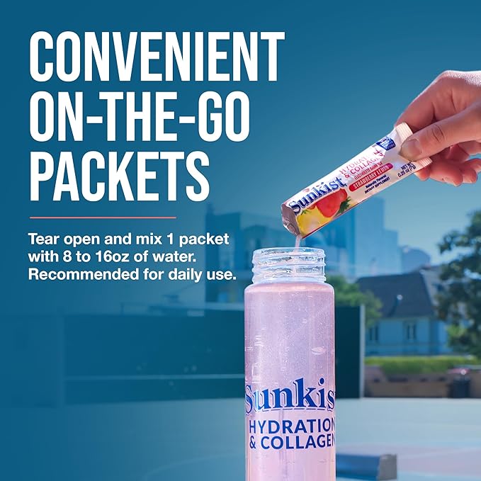 The Frozen Bean Sunkist Collagen Drink Mix - Hydration Strawberry Lemon Electrolyte Drink for Women with Vitamin C, Zinc, Collagen Peptides, Naturally Flavored - 20 Pack