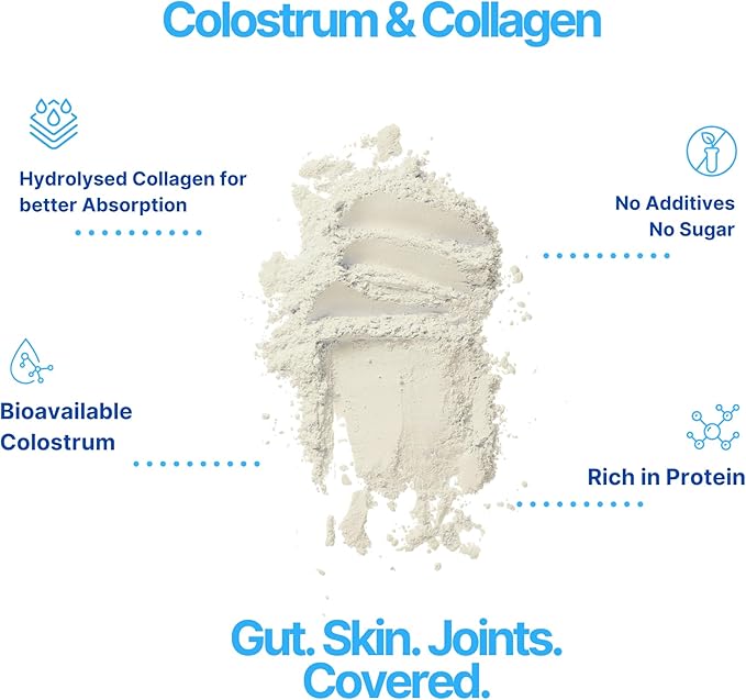 Grass-Fed Colostrum & Collagen Peptides with Probiotics + Vitamin B12 – 800mg IgG for Immune, Gut & Beauty Support – Ethically Sourced, Non-GMO, Hormone-Free, Filler-Free, 30 Servings, 5.11 oz