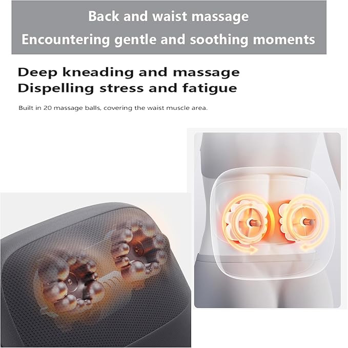 Shiatsu Back Massager with Heat Cordless Heated Neck and Shoulder Massager Double Sided Heating Pillow for Waist and Abdomen 3D Kneading Massage Pillow for Neck Lower Legs