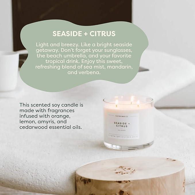 Calyan Wax Co. Everyday Scented Candle Set, Bundle of 4 Scented Candles, Bulk 3 Wick Candles, Non Toxic & Vegan Soy Wax, Candle Gift Set, 43 Hour Burn Time, 14.9oz Each