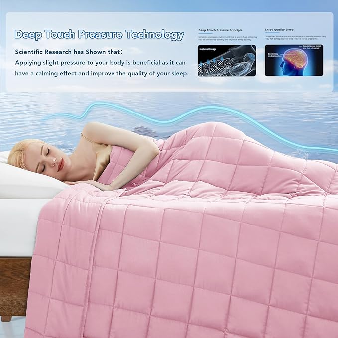 Topcee Weighted Blanket for Adults (12 lbs, 48" x 72") Twin Size Soft Cooling Heavy Blanket Sleeping, Apply to 110-130 lbs Body, Thick Breathable Blanket with Glass Bead, Easy Care