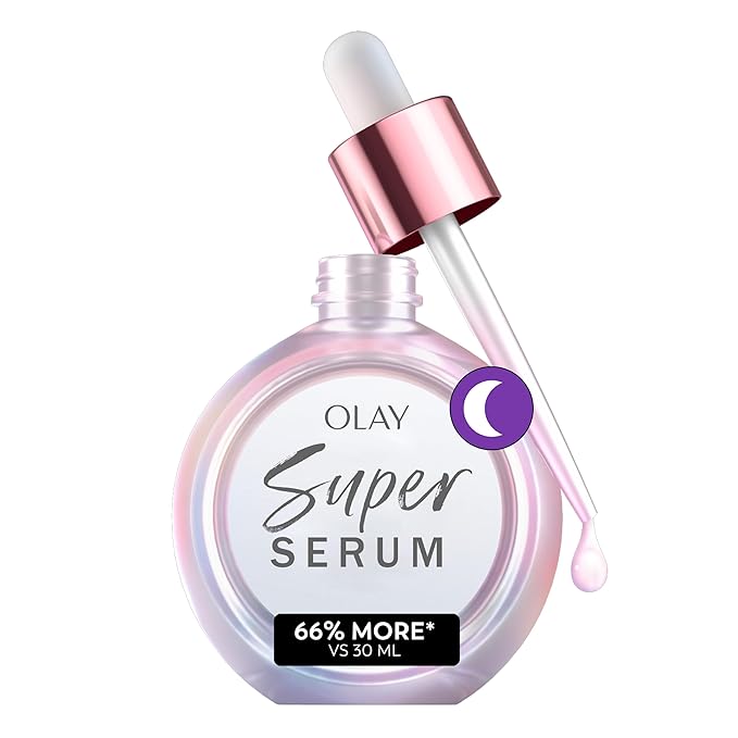 Olay Super Serum Night Repair, Fragrance-Free - Niacinamide, Peptide, Salicylic & Lactic Acid, Glycerin - 5-in-1 Skin Care Benefits - Hydrating, Evens Tone, Reduces Dark Spots, Anti-Aging, 1.7 Oz