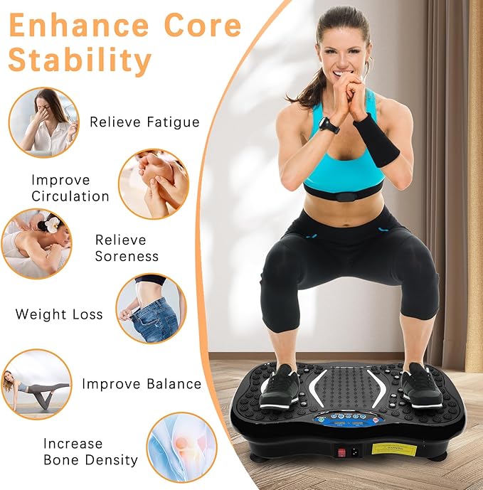 Vibration Plate Exercise Machine with Remote Control, Whole Body Workout Vibration Platform , Lymphatic Drainage Machine for Weight Loss Shaping Toning Wellness Home Gyms Workout