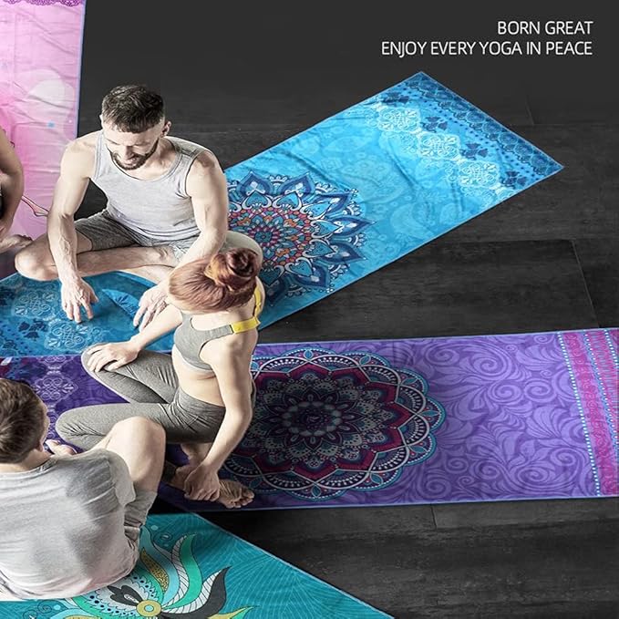 EXERCISE Large Yoga Towel74 L x 27.5" W Rubber Grip Dots Bottom Non Slip Yoga Mat Towel for Hot Yoga Pilates and Workout