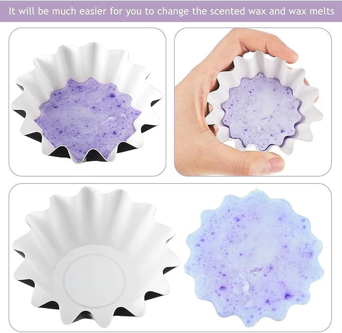 Boao Wax Melt Liners Reusable Wax Warmer Containers Leakproof Cups for Scented Candle, Paper Holders for Electric Pluggable Melter and Burner(Purple,50 Pieces)