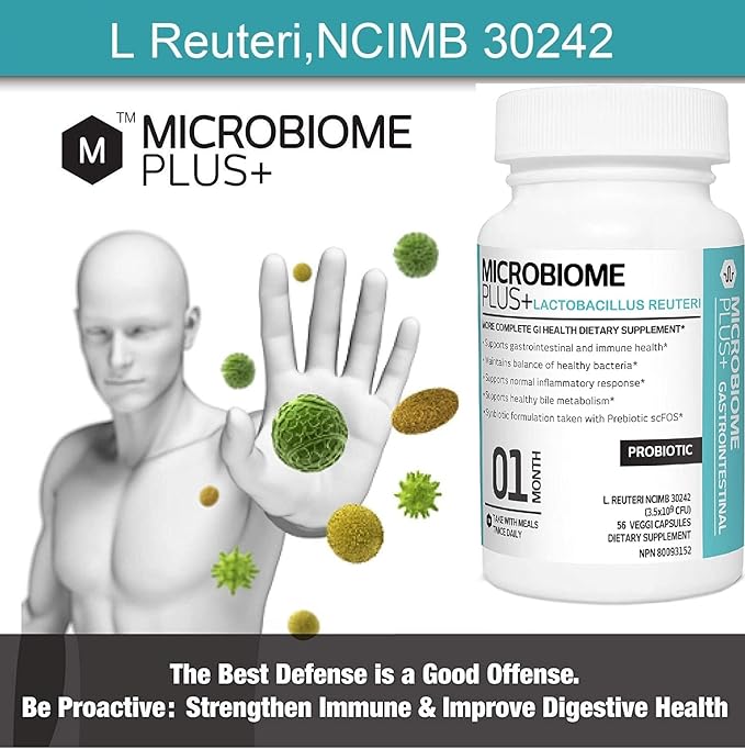 Gastrointestinal Probiotics L Reuteri NCIMB 30242 GI Digestive Supplements Capsule, Allergy Safe & Gluten Free for Men and Women (1 Month Supply)