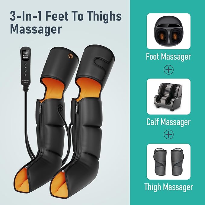 QUINEAR Leg Massager Heat and Compression Therapy, Air Compression Leg Recovery System, Leg Massage Boots for Circulation and Pain Relief - FSA HSA Approved