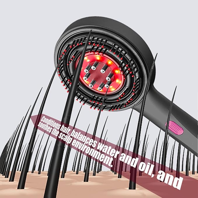 Red Hair Massager, Scalp Massager, Multi-Function Electric Scalp Massage Comb for Hair, Cordless Waterproof Oil Diffuser Massage Comb (Set Black)
