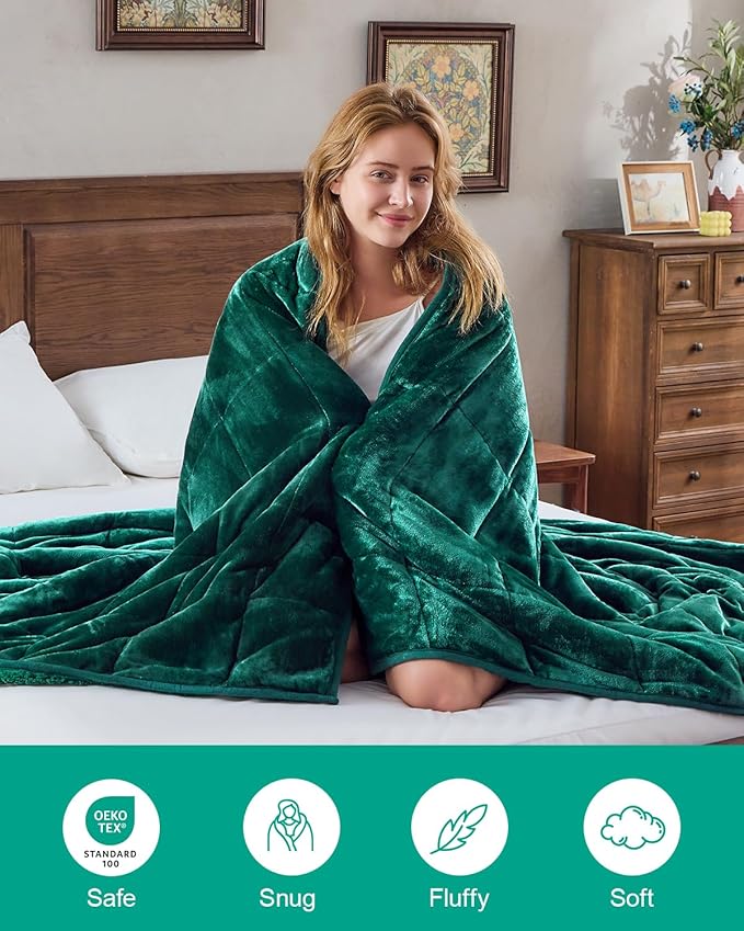 Super Fuzzy Soft Sherpa Fleece Weighted Blanket, 15 lbs Dual Sided Fluffy Heavy Weighted Blankets for Adults - No Bunching with Double Layers of Soft Inner Lining (48"x 72", 15 Pounds)