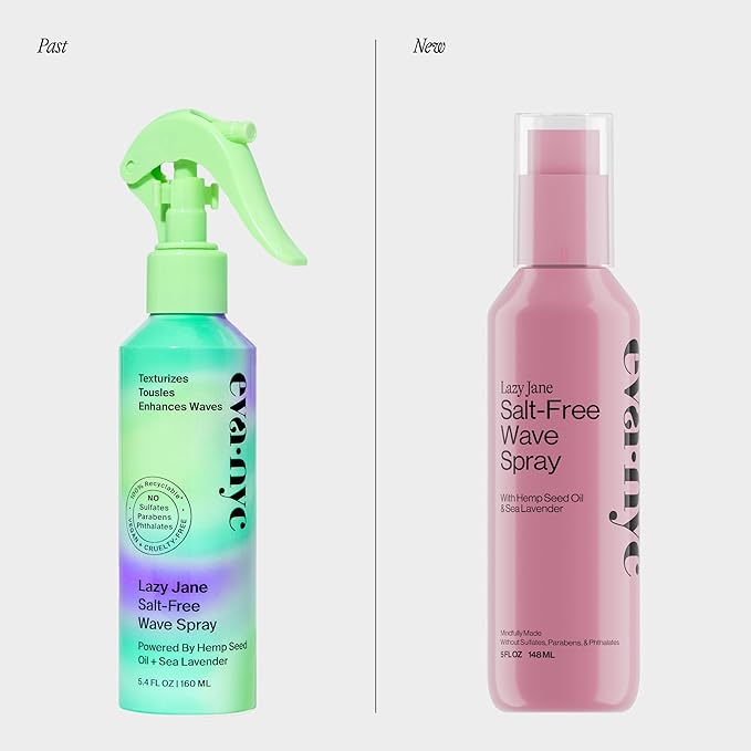 Eva NYC Salt-Free Effortless Texture Wave Spray - Lightweight, Buildable Formula to Enhance Waves - Hemp Seed Oil + Sea Lavender for Moisture - For Straight-Wavy Hair Types - Lavender Scent - 5 fl oz