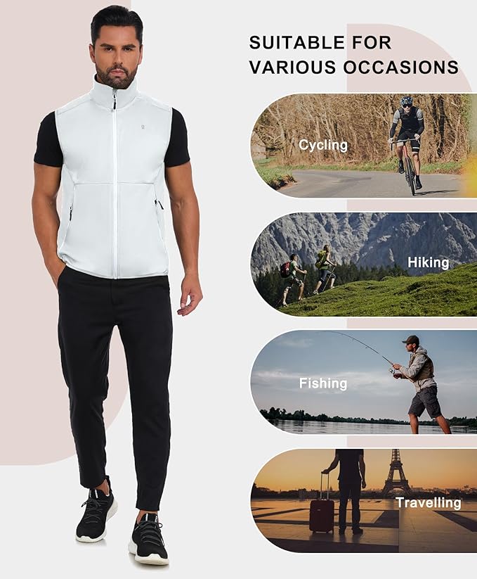 Little Donkey Andy Men's Water-resistant Outerwear Vests, Stretch Windproof Vest for Cycling, Running, Golf