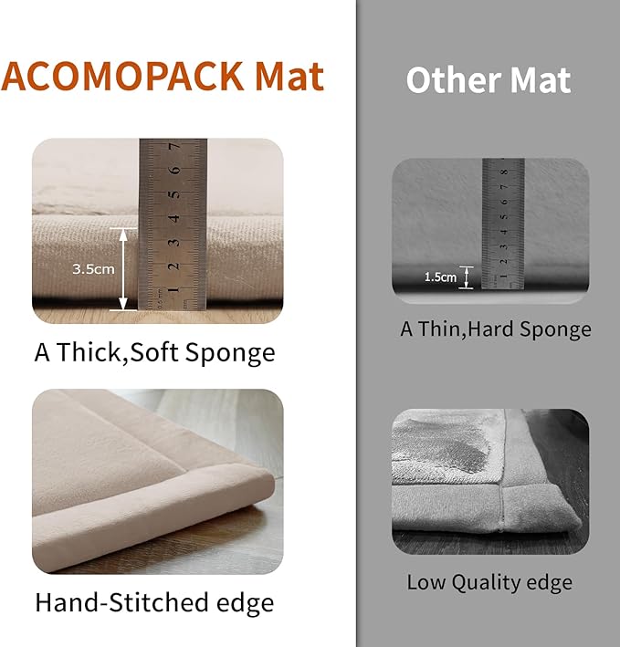 ACOMOPACK Baby Play Mat for Floor,1.3" Thick Memory Foam Area Rug for Living Room,Soft Velvet Crawling with Non-Slip Bottom for Kid,Toddler,71"×79" Tummy Time Nursery Rugs,Yoga(Beige)