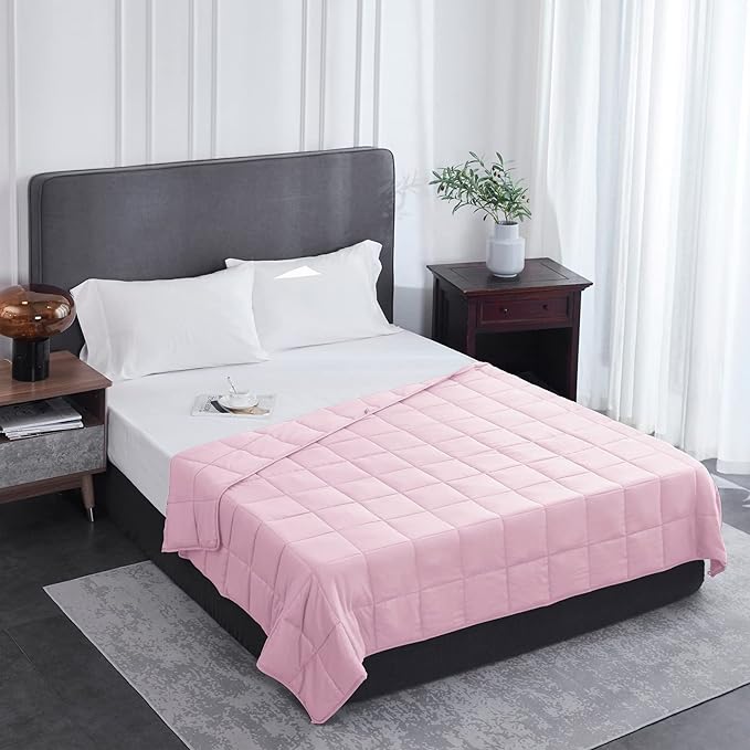 L'AGRATY Weighted Blanket - 60"x80" 20lbs Cooling Breathable Heavy Blanket Microfiber Material with Glass Beads for Adult All-Season Summer Fall Winter Soft Thick Comfort