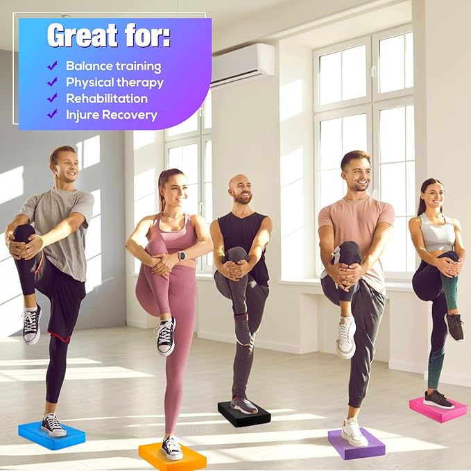 6 Pcs Balance Pad Balancing Foam Pad Yoga Mat Trainer Non Slip Cushion Exercise Mat Knee Pad for Fitness and Stability Stretching, Pilates, Physical Therapy, Core Trainer, 11.81 x 7.87 x 1.97 Inch