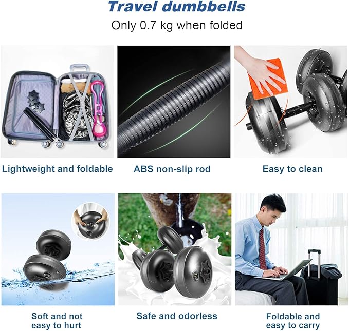 Water Filled Dumbbells Set - Water Filled Weights - Portable Travel Weights - Weights Adjustable Dumbbells - Portable Fitness Equipment - Strength Training - Fitness and Shaping