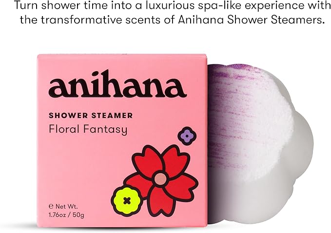 ANIHANA Shower Steamers 4 Pack, Paraben Free, Cruelty Free, Refreshing Floral Fantasy Scent, 1.76 oz Each