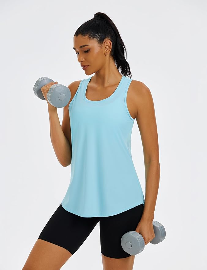 MAGCOMSEN Womens Workout Tops Racerback Tank Tops Mesh Back Breathable Sleeveless Quick Dry Running Athletic Shirts